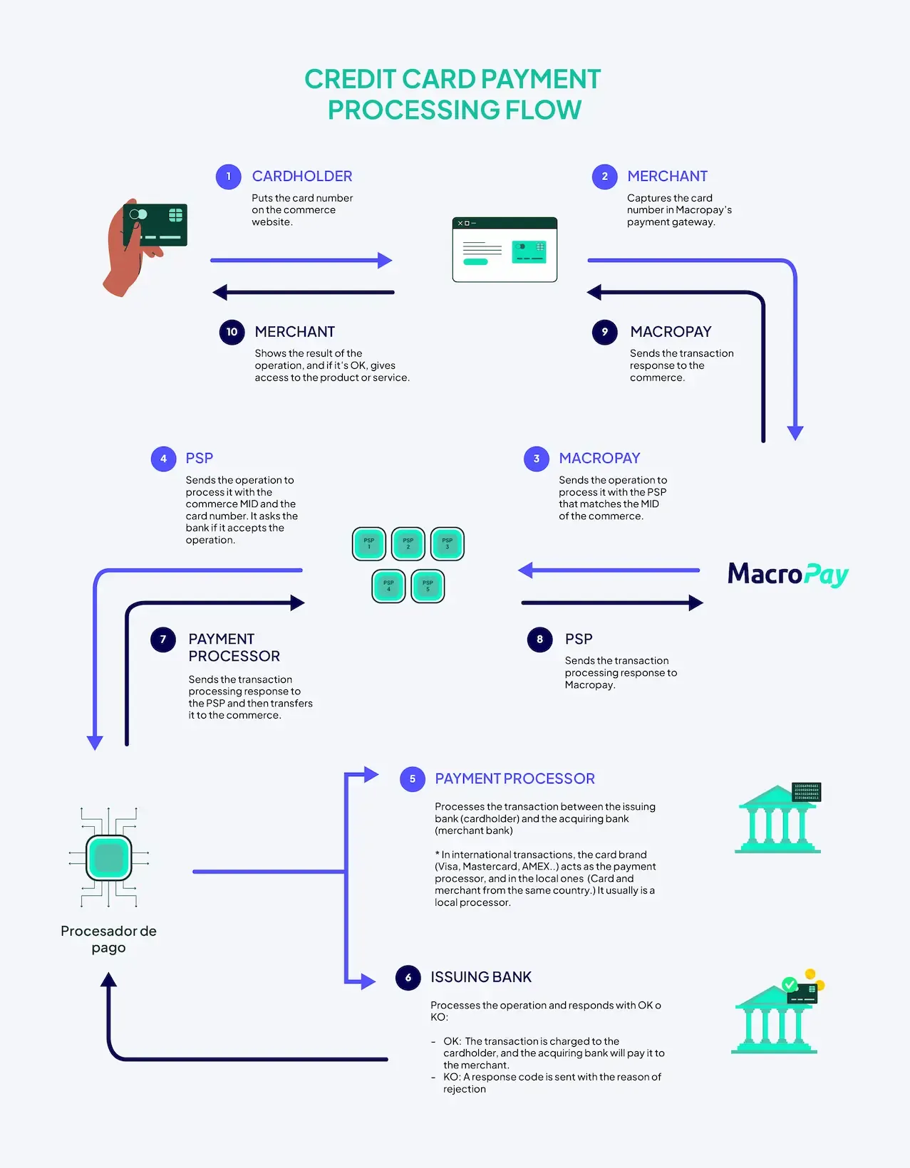 An Infographic showing the flow of payment processing